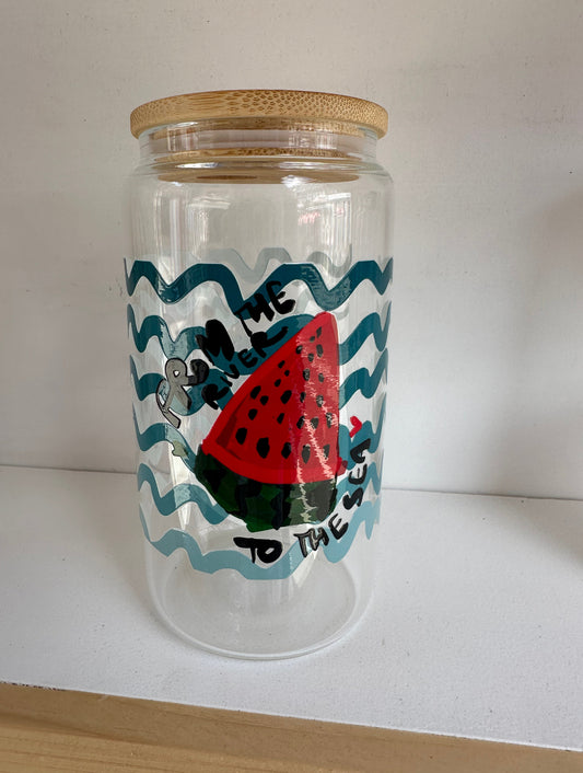 ‘From the River to the Sea’ Palestine Glass Tumbler Designed by Jam Designs (Pakistan)