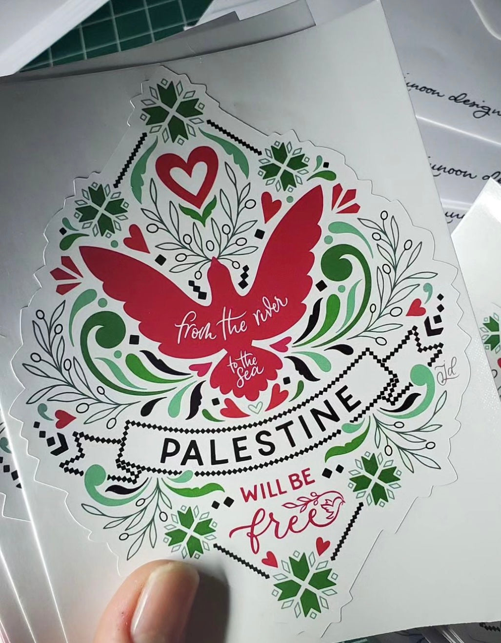 From the river to the sea - Palestine Laptop Sticker by Junoon Designs (Barbados) (6”x7”)