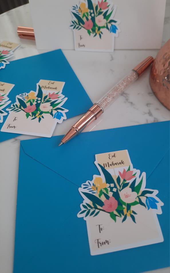 Eid Mubarak Floral Labels | Stickers | Amina Creates