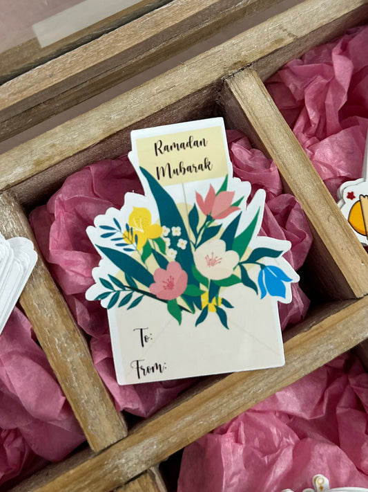 Ramadan Mubarak Floral Labels | Stickers | Amina Creates
